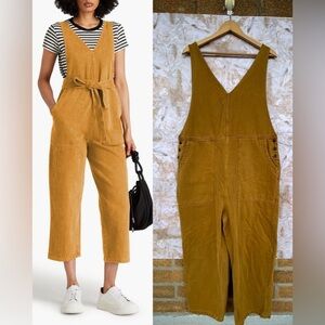 Alex Mill Womens Ollie Jumpsuit Sleeveless Cropped Denim Golden Khaki NWT XL